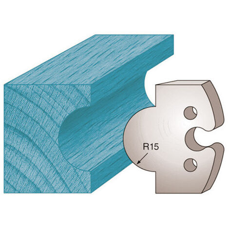 Diamwood Jeu de 2 fers profilés Ht. 50 x 5,5 mm gueule de loup M226 pour porte-outils de toupie - Épaisseur 5,5 mm - Rayon 15 mm - Acier SP - Entraxe 24 mm - Usage professionnel