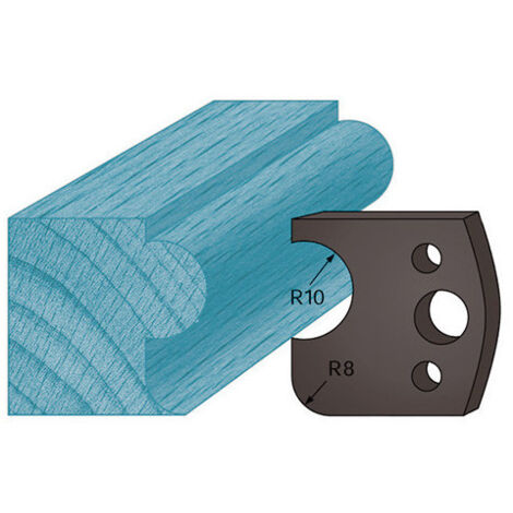 Diamwood Jeu de 2 contre-fers profilés acier Ht. 38 x 4 mm boudon et congé A04 pour porte-outils de toupie - Dimensions: 38 x 4 mm - Entraxe 24 mm - Usage professionnel (1/2)