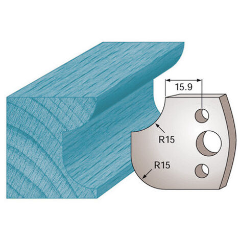 Diamwood – Jeu de 2 fers profilés Ht. 40 x 4 mm – Congé et quart de rond M177 – Rayon 15 mm – Épaisseur 4 mm – Acier SP pour porte-outils de toupie