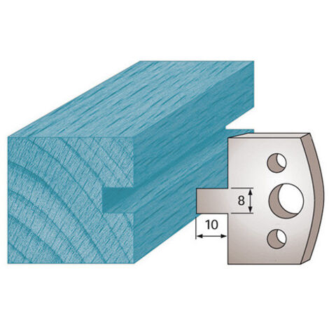 Diamwood Jeu de 2 fers profilés avec Acier SP - Ht. 40 x 4 mm - Rainure 8 mm - Épaisseur 4 mm - Entraxe des trous 24 mm - Compatible avec porte-outils de toupie
