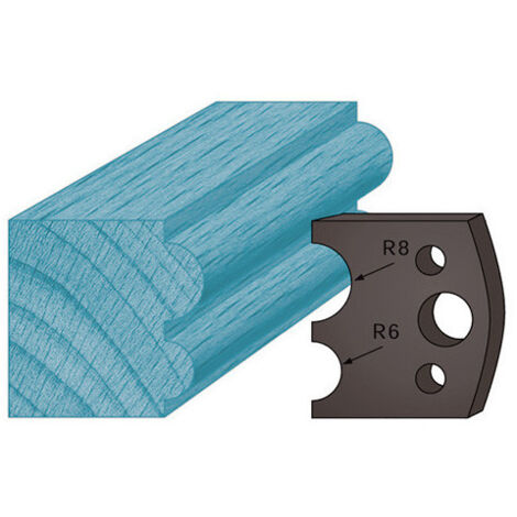 Diamwood Jeu de 2 Contre-Fers Profilés avec Boudin Double A51 - Ht. 38 x 4 mm - 24 x 38 x 4 mm - Épaisseur 4 mm - Denture boudin - Acier pour porte-outils de toupie. (1/2)