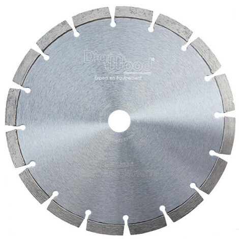 Diamwood Disque diamant avec segments soudés laser - D. 230 mm - Alésage 22,23 mm - Hauteur 10 mm - Épaisseur 2,6 mm - 16 segments - Pour béton et parpaing, coupe à sec ou à eau