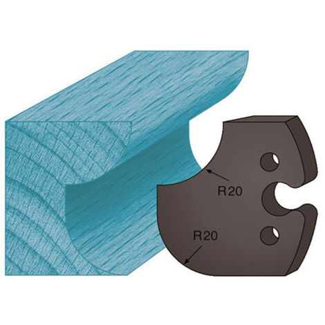 Diamwood Jeu de 2 contre-fers profilés Ht. 48 x 5,3 mm - Congé et quart de rond A238 pour porte-outils de toupie - Acier haut de gamme