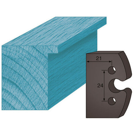 Diamwood Jeu de 2 contre-fers profilés Acier haute qualité - Ht. 48 x 5,3 mm - Entraxe 24 mm - Compatible porte-outils de toupie - Utilisation professionnelle (1/2)