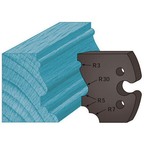 Diamwood Jeu de 2 contre-fers profilés en acier - Ht. 48 x 5,3 mm - Entraxe 24 mm pour porte-outils de toupie - Fer M210 compatible - Haute qualité suisse