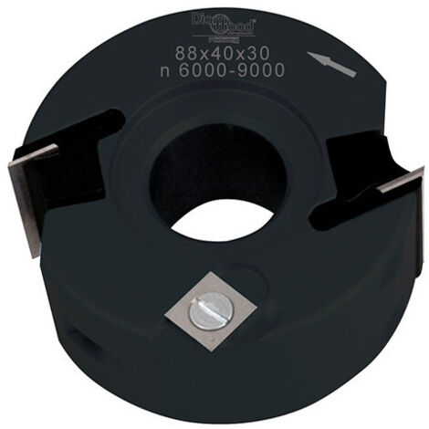 Diamwood Porte-outils de toupie à feuillurer et profiler avec araseurs - D. 90 mm - Alésage 30 mm - Ht. 40 mm - Vitesse 6000 à 9000 tr/min - Z 2 et V 1+1 - Outillage BTP (1/2)