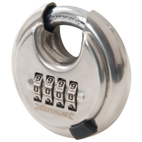 Silverline – Cadenas à combinaison 4 chiffres en acier inoxydable 70 mm – Résistant aux intempéries – Mécanisme sécurisé – 926157