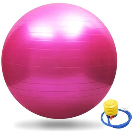 Ballon de gymnastique / fitness / grossesse anti-éclatement D. 65 cm en PVC (Rose) + pompe de gonflage - D-Work