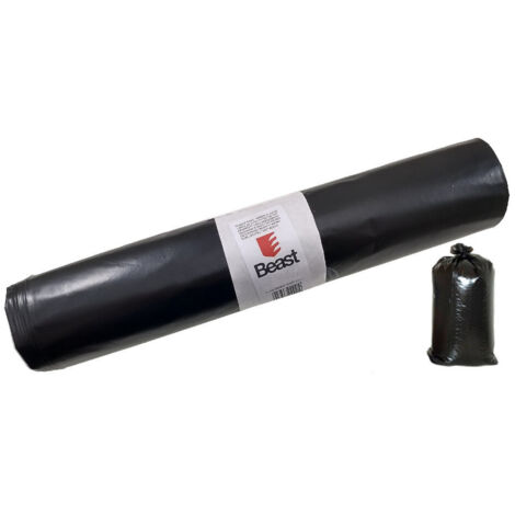 10 Sacs Poubelles 120 litres 70 x 110 cm PEBD 60µ Sans Lien de Fermeture Spécial Chantier - Haute résistance - Beast