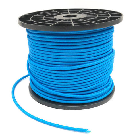 D-Work - Tendeur Sandow Bobine Usage Intensif - Résistant Aux Intempéries - 100 mètres - Ø6 mm - Âme Caoutchouc Enveloppe Tricotée - Couleur Bleu (1/5)