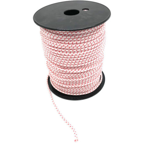 Tresse corde polyamide 16 fuseaux D. 3,5 mm x L. 100 mètres "Spéciale lancement moteur" - Blanche lisré rouge - D-Work (1/5)