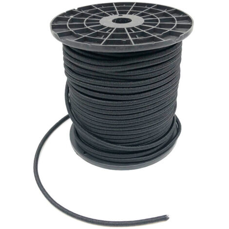 Sandow élastique en bobine D. 8 mm x L. 100 mètres haute qualité et anti UV - Noir - D-Work (1/5)