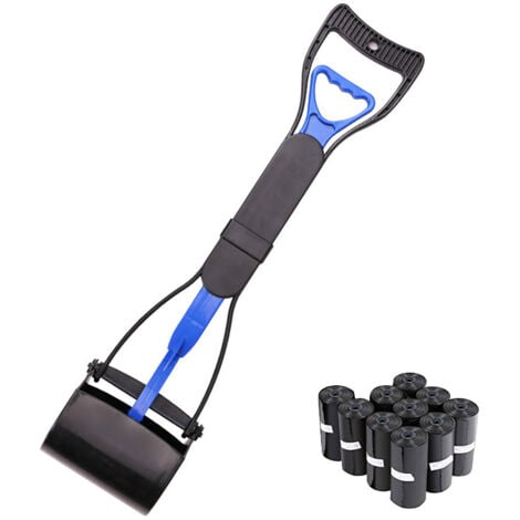 Animood Pelle Ramasse Crottes en ABS avec Poignée Ergonomique - L. 60 cm - Dimensions de la tête : 13,5 x 12,5 x 10 cm - Inclus 200 Sacs de Déjections - Pratique et Efficace