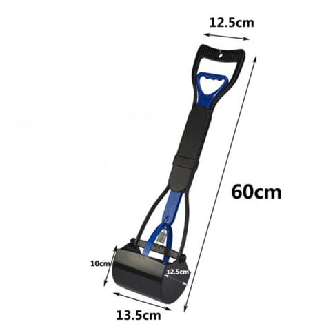 Animood Pelle Ramasse Crottes en ABS avec Poignée Ergonomique - L. 60 cm - Dimensions de la tête : 13,5 x 12,5 x 10 cm - Inclus 200 Sacs de Déjections - Pratique et Efficace