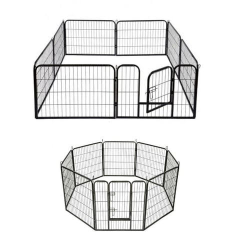 Parc modulable à chiots, enclos à chiens acier 240 x 80 x Ht. 80 cm avec porte d'accès - Animood
