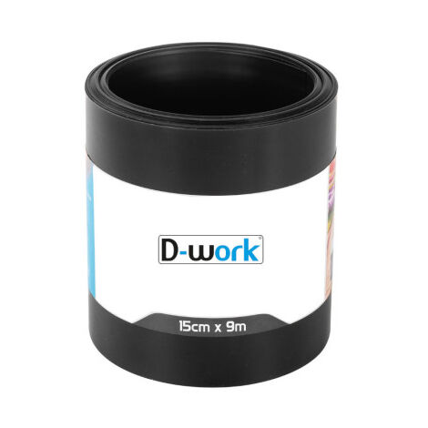D-Work Bordure De Jardin Flexible Lisse Noire Anti UV - Longueur 9 Mètres et Hauteur 15cm - Épaisseur 1mm - Idéal pour Gazon et Massifs de Fleurs - Souple et Facile à Installer. (1/3)