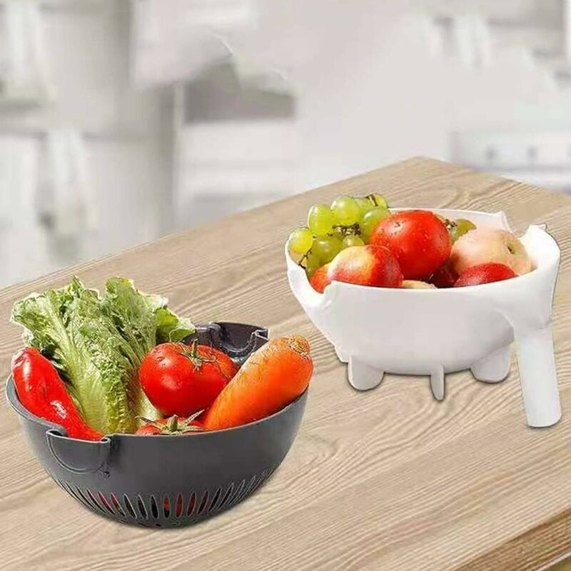 Set 2 Pezzi Lava e Scola Insalata, Plastica, Bianco e Verde, 4