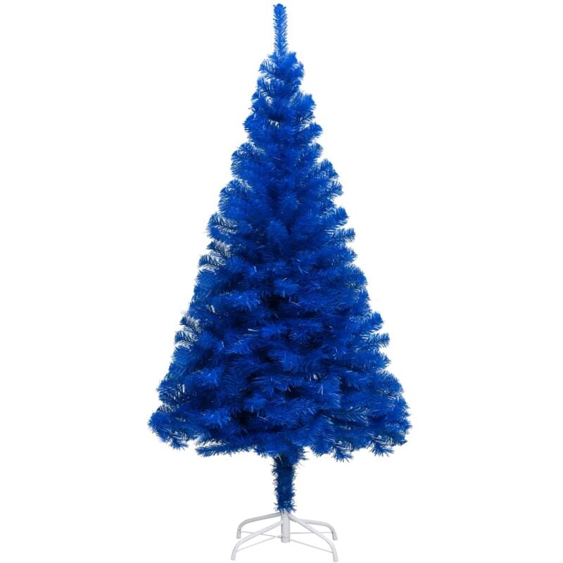 Albero di Natale Artificiale con LED e Supporto Blu 180 cm PVC