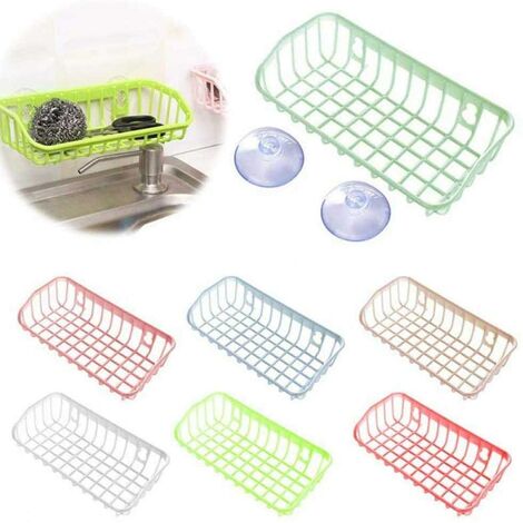 1pc Lavello Mensola da cucina in plastica Supporto per cremagliera in spugna  Cestello di scarico Casa