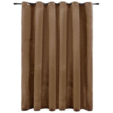 Tenda Oscurante con Anelli in Metallo Velluto Beige 290x245 cm