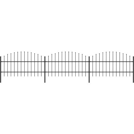 Recinzione Giardino Punta a Lancia (0,5-0,75)x5,1m Acciaio Nera