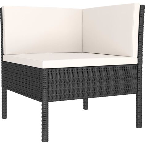 Set Divani da Giardino 4 pz con Cuscini in Polyrattan Nero