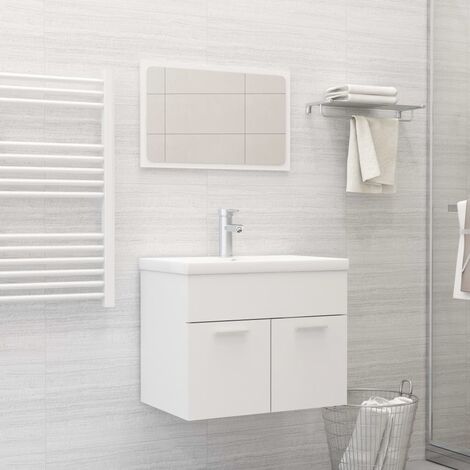 Set Mobili da Bagno 2 pz Bianco in Truciolato