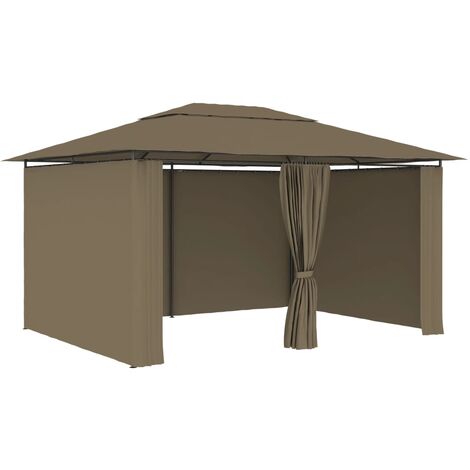 TOOLPORT Gazebo da giardino 4x4 m look quercia, tetto ca. 8mm  policarbonato, 4 teli laterali color grigio : : Giardino e  giardinaggio