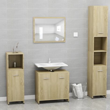 LONGZIMING - Set mobili da bagno Rovere Sonoma in Truciolato