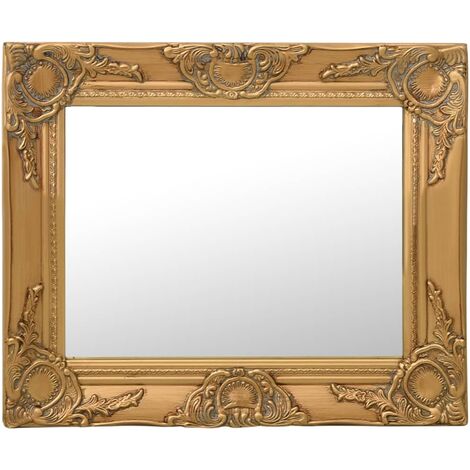 Specchio da Parete Stile Barocco 50x40 cm Oro