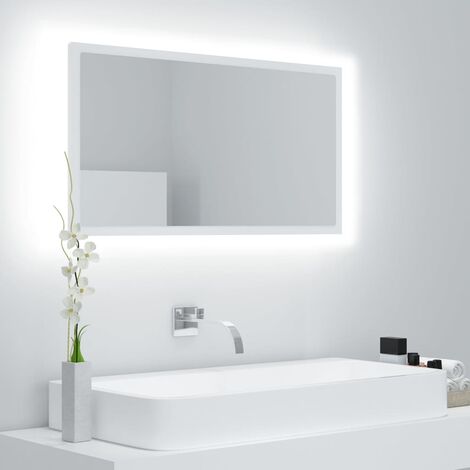 Specchio da Bagno con LED Bianco 80x8,5x37 cm in Truciolato