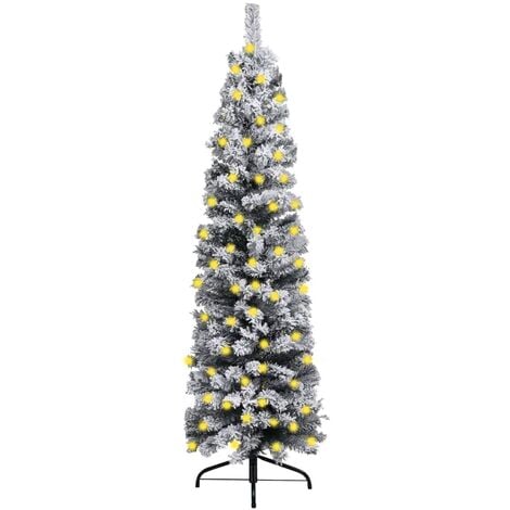 Albero Innevato in Pvc con Luci Led H.210 cm con Apertura ad Ombrello