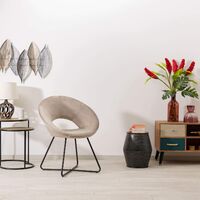 Baroni Home Samt Sessel mit schwarzenen Beinen, kreisförmig, Bürosessel, Wohnzimmersessel, ergonomische Sitzen, 71 x 59 x 84 cm - Beige