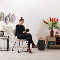 Baroni Home Samt Sessel mit schwarzenen Beinen, kreisförmig, Bürosessel, Wohnzimmersessel, ergonomische Sitzen, 71 x 59 x 84 cm - Beige