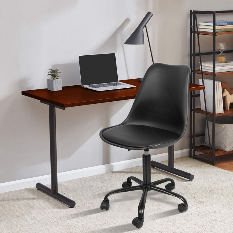 Silla de oficina moderna con respaldo medio de piel sintética, silla de  escritorio de oficina blanca para conferencias ejecutivas, silla giratoria
