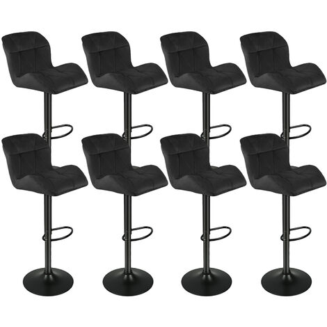 Taburetes de bar giratorios de terciopelo negro, juego de 4 sillas de bar  modernas ajustables de altura de mostrador, taburetes de bar de altura para