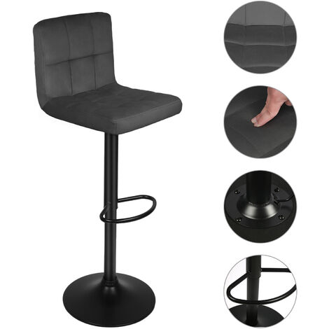 COSTWAY Juego de 2 sillas de tocador, sillas de maquillaje de terciopelo  modernas de altura ajustable con marco cromado, respaldo redondo, cómoda