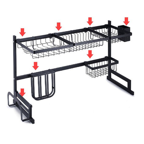 Escurreplatos con Bandeja de Goteo - Estante para Platos montado en la  Pared de Acero Inoxidable, con Soporte para Cubiertos y Ganchos,  Suministros de