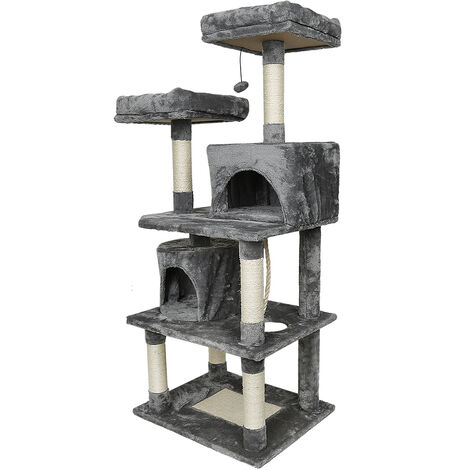 Rascador para gatos Dominik - árbol rascador para gatos, parque de juegos  para gatos con columnas de sisal, juguete para gatos con casetas