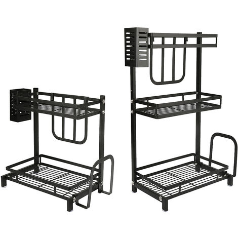 2x Especiero para Cocina Encimera, Organizador Especias, Estante de Almacenamiento  para especias 34x21x61cm Negro