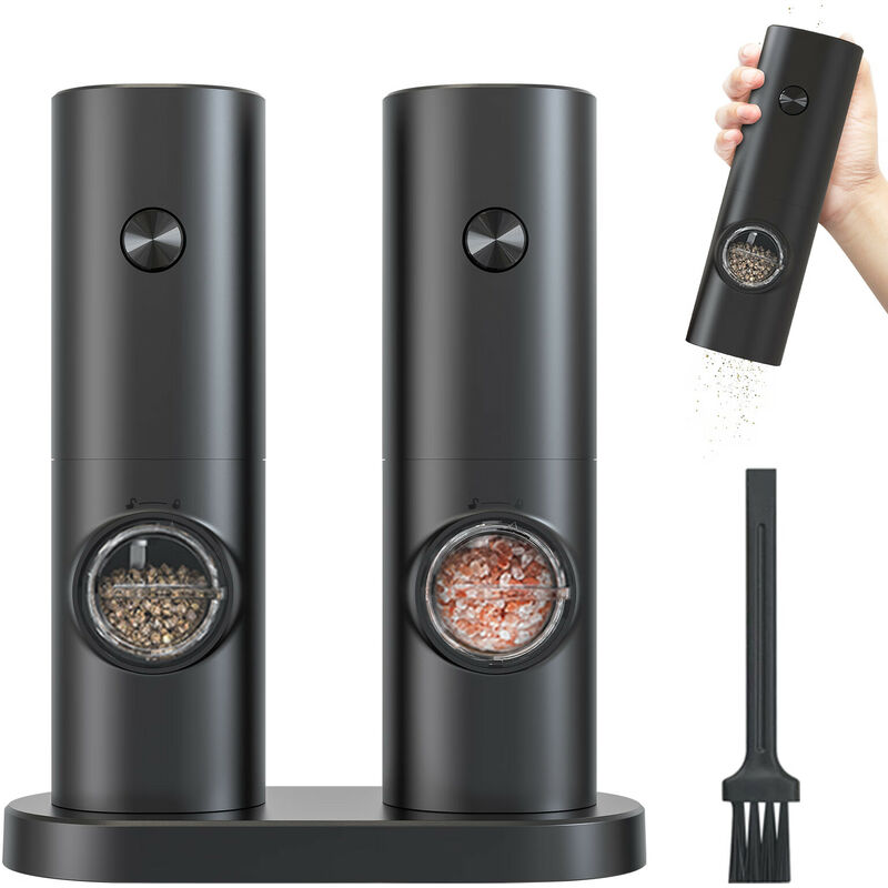 Gravity Electric Salt and Pepper Grinder Set, Battery Operated Salt Grinder,  Automatic Salt or Pepper Grinder, Adjustable 5 Levels of Coarseness, One  Handed Push Button Control with LED Light, for Grill Kitchen