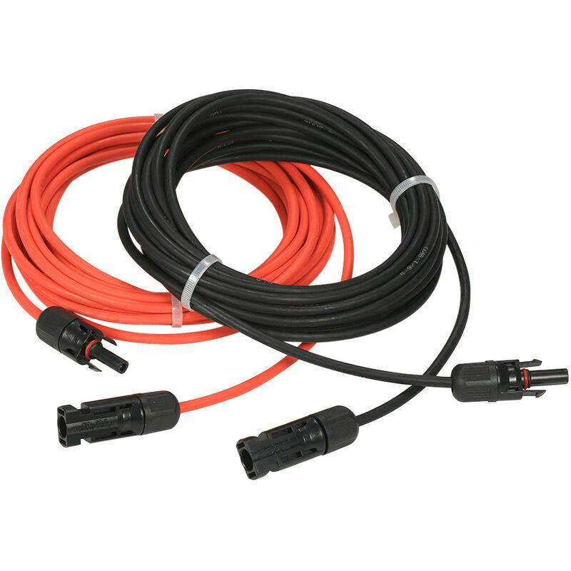 Solar panel extension cable with MC4 connector, red + black pair
