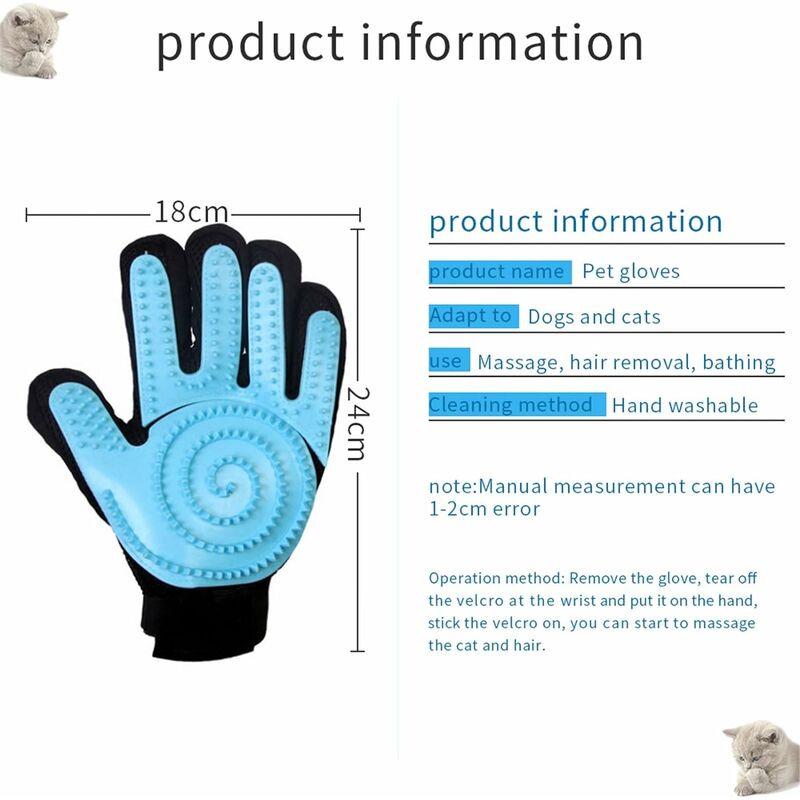 LITZEE Pet Grooming Gloves Soft Pet Gloves, Perfect for Dog, Cat and Horse  Hair Removal and Massage (Black)