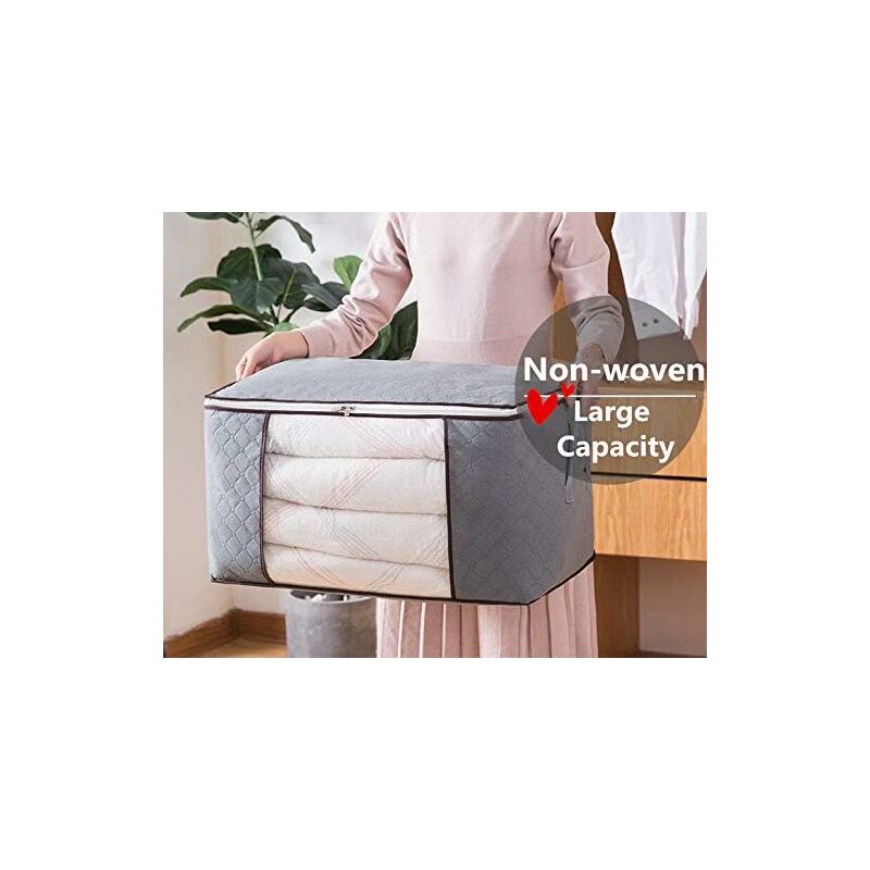 Clothes Storage Bag 84L Large Capacity Linen Duvet Storage Bag Breathable  Foldable Space Saving Luggage Bag for Quilt Blanket