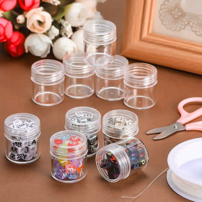 12pcs Round Mini Transparent Storage Box, Storage Organizer With Cover,  Clear Storage Container For Diamond Painting Beads Accessories Jewelry  Rhinest