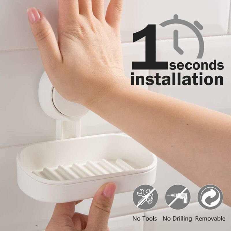 Handy Housewares Clear Plastic Wall Mount Shower / Bath Soap Bar Holder Dish  Wth Suction Cups 