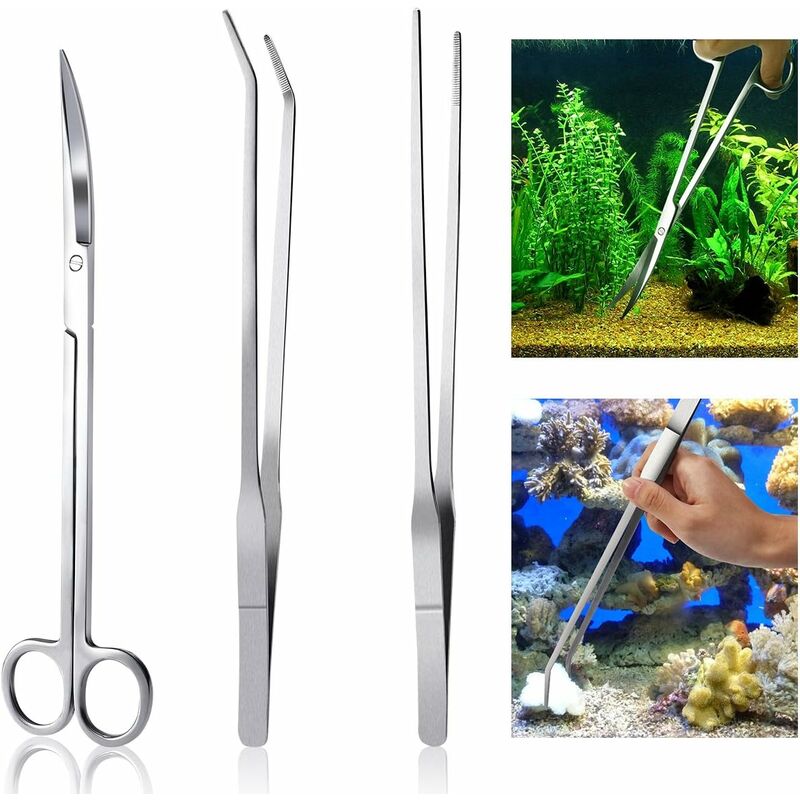 LangRay 5 in 1 Stainless Steel Spatula Aquarium Tank Tweezers