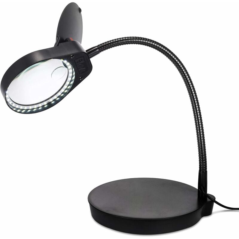LITZEE LED Magnifying Lamp, Hands Free Magnifying Glass with Light,  Adjustable Brightness 10X / 3X Magnifying，Desk