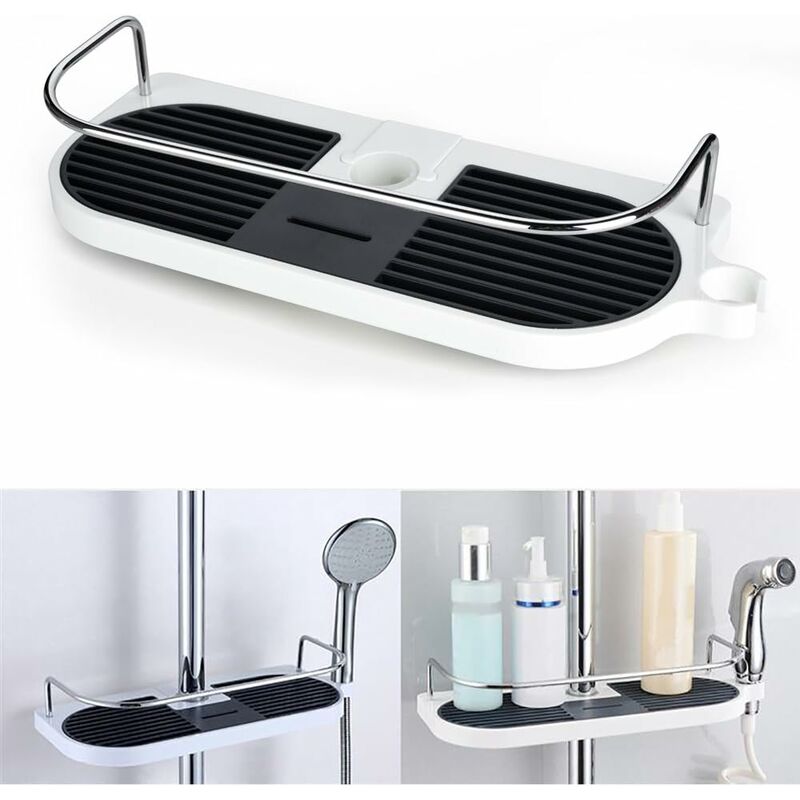 2pcs/pack Wall-mounted Bathroom Shower Basket Organizer, Suitable For  Shampoo, Shower Gel, Conditioner, Plastic Shower Caddy For Kitchen &  Bathroom, No Drilling And Detachable Design