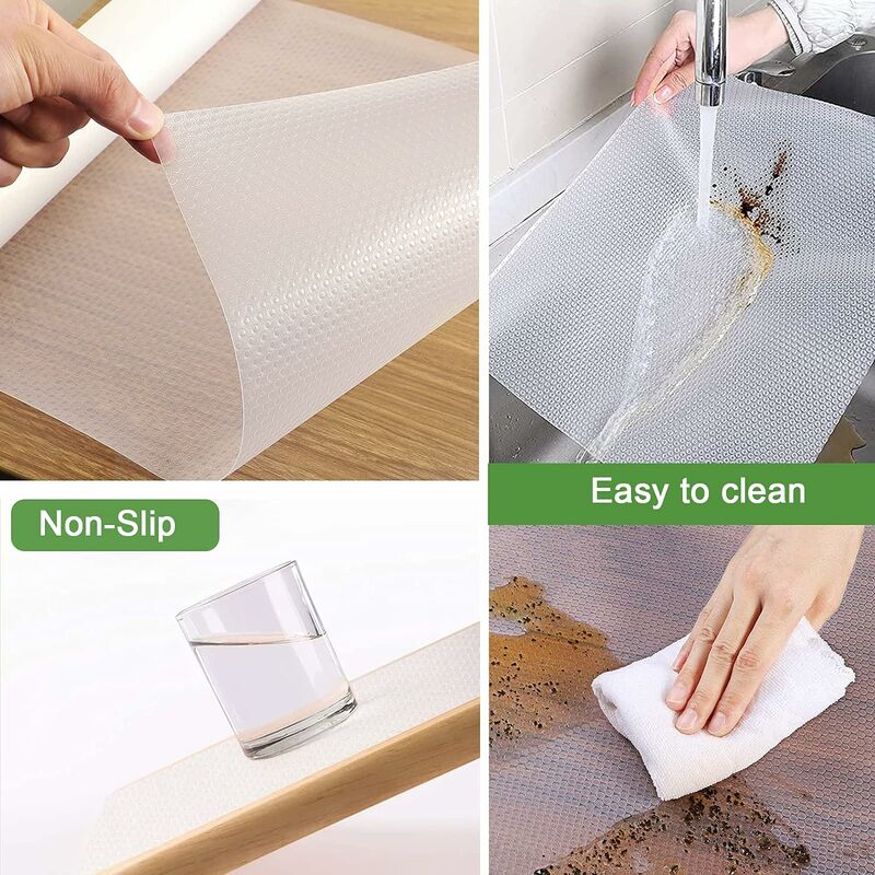 Shelf Liner Drawer Liner Cabinet Liner Non-adhesive Non-slip Eva Mat  Transparent For Fridge Drawers Shelves Cabinets Storage Kitchen Rug Pad And  Desks